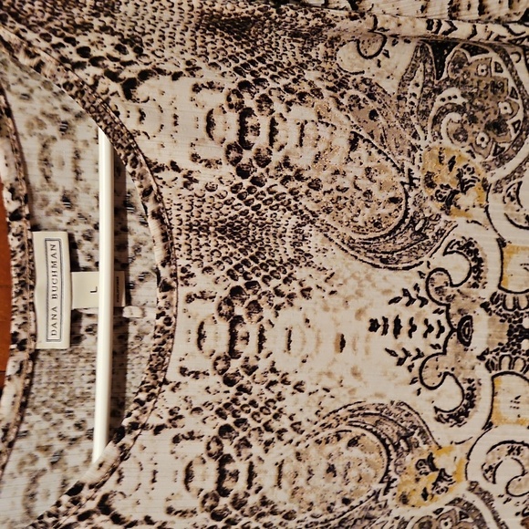 Dana Buchanan Long Sleeve Blouse, Lightweight, Olive Green And Cream, Sz L - Picture 4 of 8